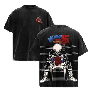 Hajime No Ippo T-Shirt, Vintage Washed Boxing Anime Tee. Oversized Grey Cotton Graphic Shirt For Men & Women. Fighting Spirit Retro Streetwear Workout Top. Japanese Manga Ring Corner Graphic Y2K Alt Gym Apparel Cosplay Everyday Wear Gamer Gift Epic.