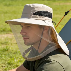 Outdoor Mosquito-Proof Hat for Men and Women: Fishing Hat, Waterproof, Face-Covering, Sun-Protective, Breathable Mesh Face Cover, Night Fishing, Insect-Proof, Bee-Proof, Beekeeping Hat