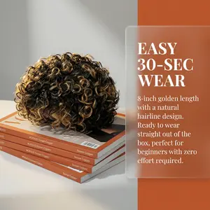 8 Inch Short Curly Lace Front Wig Side Part Pixie Bob Wig