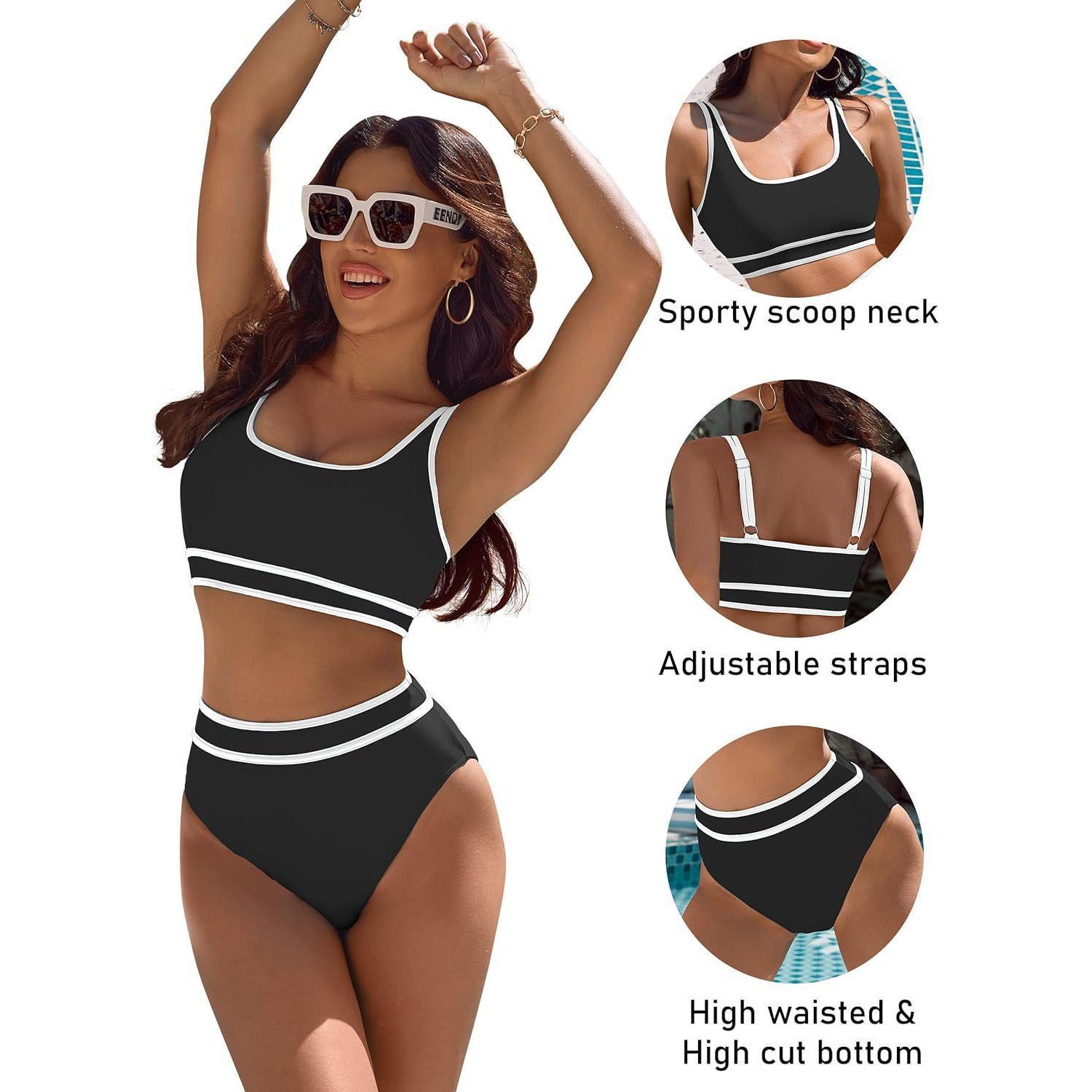 Bikini Tight-fitting Solid Color Swimsuit For Women