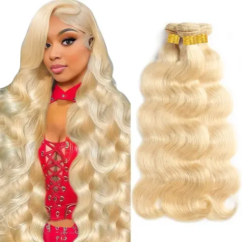 613 Blonde Body Wave Bundles Human Hair 30inch Blonde Bundles Human Hair 613 Quick Weave Bundles Blonde Straight Human Hair Bundles Salon Quality