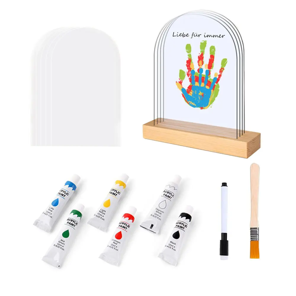 DIY Family Handprint Photo Frame, All Plastic Frame, Handprint and Footprint Photo Board, Family Gathering Handprint Frame, DIY Family Hand-painted Paint Commemorative Photo Frame, Picture Frame Set