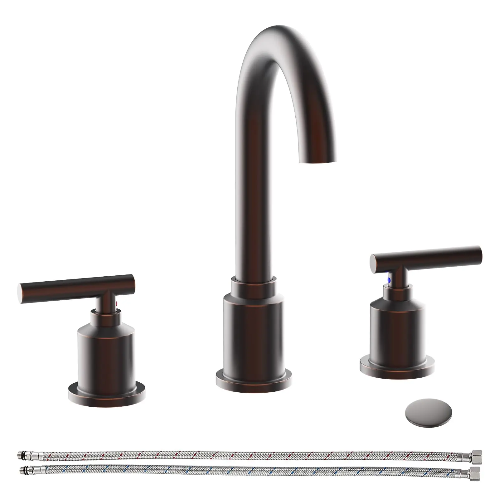 Garvee Widespread Bathroom Sink Faucet with 8-Inch Installation and Stainless Steel Pop-up Drain, Available in Brushed Nickel, Oil Rubbed Bronze, and Brushed Gold Finishes, Modern Durable Design for 3-Hole Sinks