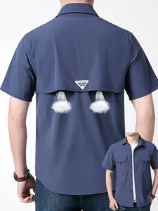 New Summer Outdoor Casual Multi-Pocket Workwear Short Sleeve Man Shirt, Breathable Thin Climbing Sports Top, Solid Color Short Sleeve Shirt