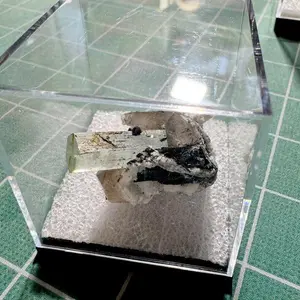 Crystal 0267 : Mounted : Natural Aquamarine on Smoky Quartz, Tourmaline and Feldspar, Namibia