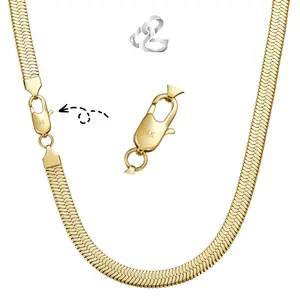 14K Gold Plated Flat Snake Chain Necklace • Minimalist for Women • Titanium Steel Hypoallergenic • Light Luxury Versatile Clavicle Jewelry Gold Pendant y2k accessories