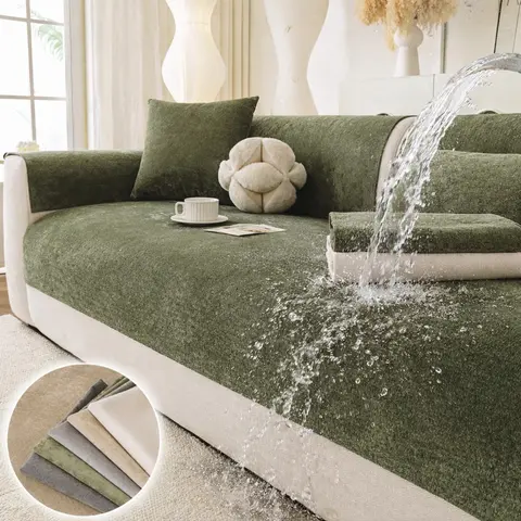 Soft Waterproof Sofa Cover, Solid Color Non-Slip Sofa Cushion Cover, Spill Resistant Couch Cover, Washable Sofa Slipcover, Wipe Clean Easy Care Furniture Protector for Sectional Sofa, Pet Friendly Couch Pad, Sectional Sofa Slipcovers
