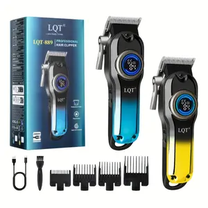 Wireless electric hair clipper, suitable for precise haircuts and beard trimming. Equipped with an LED power display, USB charging function, cleaning brush and guide comb, wireless rechargeable hair clipper set. adjustable blade