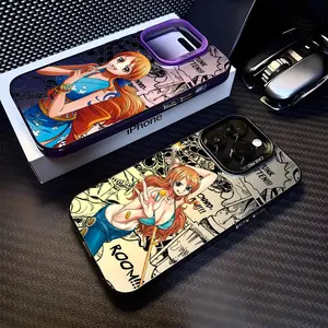 O-One P-PieceS N-Nami Phone Case For iPhone 12 13 14 15 16 17 Pro Max Air | Aurora Gradient Laser Metallic Phone Case | Multicolor Matte Finish with Smooth Soft-Touch Feel | Scratch-Resistant Anti-Fingerprint Protective Cover Accessories