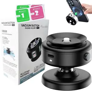 Vacuum Suction Phone Holder for Cellphone & Smartphone with Alloy Material and Dry Wipes Included