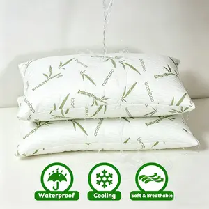 Waterproof Pillow Protectors with Zipper 2 Pack, Soft and Cooling Bamboo Viscose Pillow Covers, Precisely Designed Dust proof Stain Resistant Pillow Encasement for Standard/Queen/King Size Pillows, Machine Washable