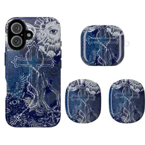 Mystic Cross Rosary – Gothic Aesthetic Phone Case & AirPods Case, AirPods Max Compatible with iPhone 11–17 Pro Max, Dark Academia Gift TM