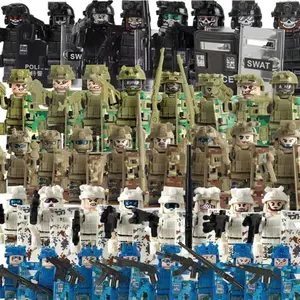 action doll mini figures with weapon Military base off-road vehicle car building blocks pack set toys for kids
