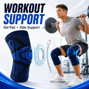 [SummerWins] 2 PACK Breathable Knee Compression Sleeve, Blue Black Knee Support with Gel Pad, Flexible Side Stabilizers, Comfortable Fit for Men & Women