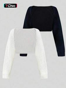 women's minimalist textured raglan sleeve shrug set, chic open front sweater cardigan, cardigan for women, comfort basic long sleeve knitwear for fall two piece set, crochet clothes, cardigans for women, shrug crop tops