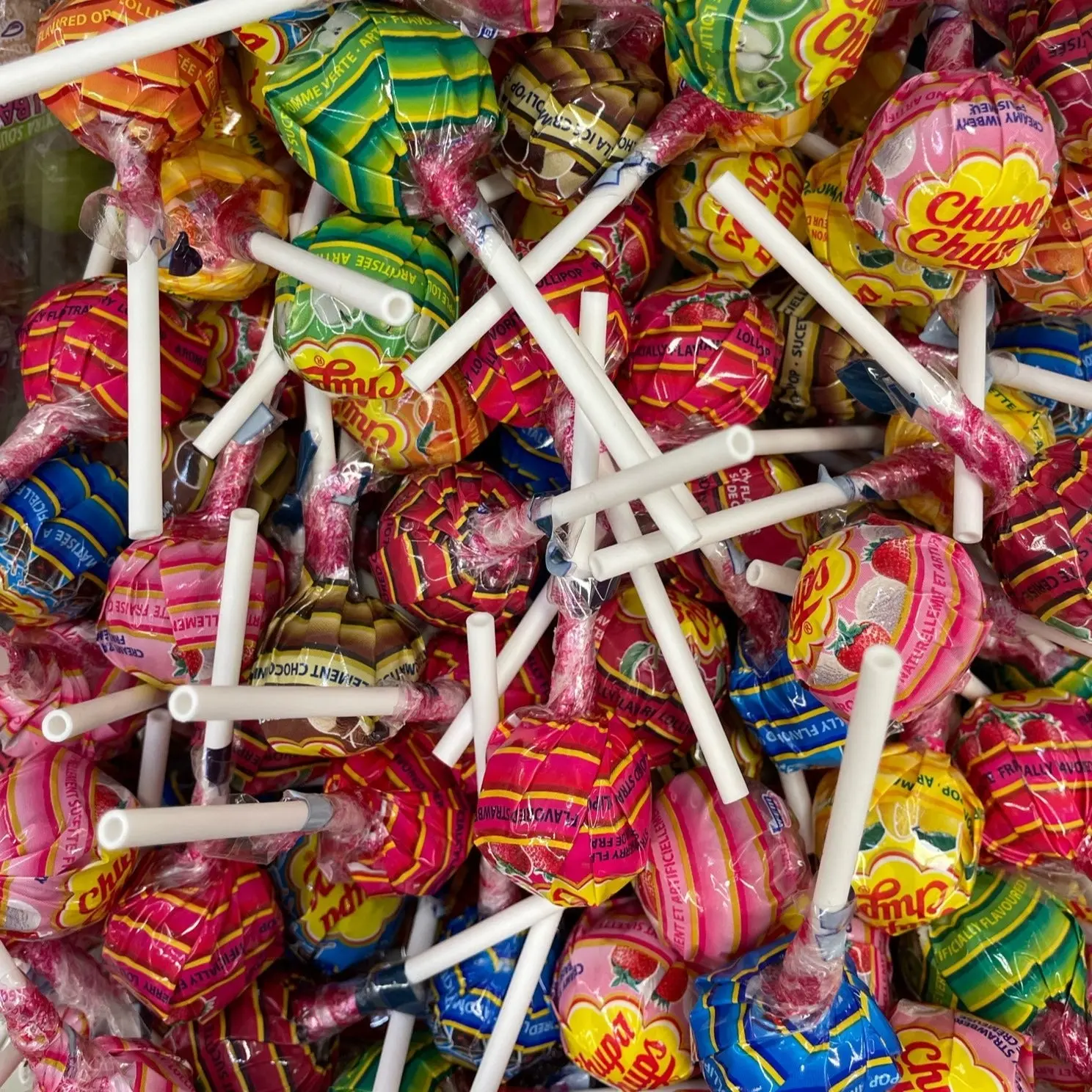 Chupa Chups Lollipops, Pure Sugar Fruity Rainbow Snack, Assorted Flavors Sweet Candy