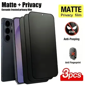 3 pcs Privacy Matte Ceramic Protective Film For Samsung Galaxy S26 Ultra S25 Edge S24 S23 Ultra S22 S21 Plus FE Note 20 Ultra Matte & Anti-Spy Screen Protector [Not-Glass]