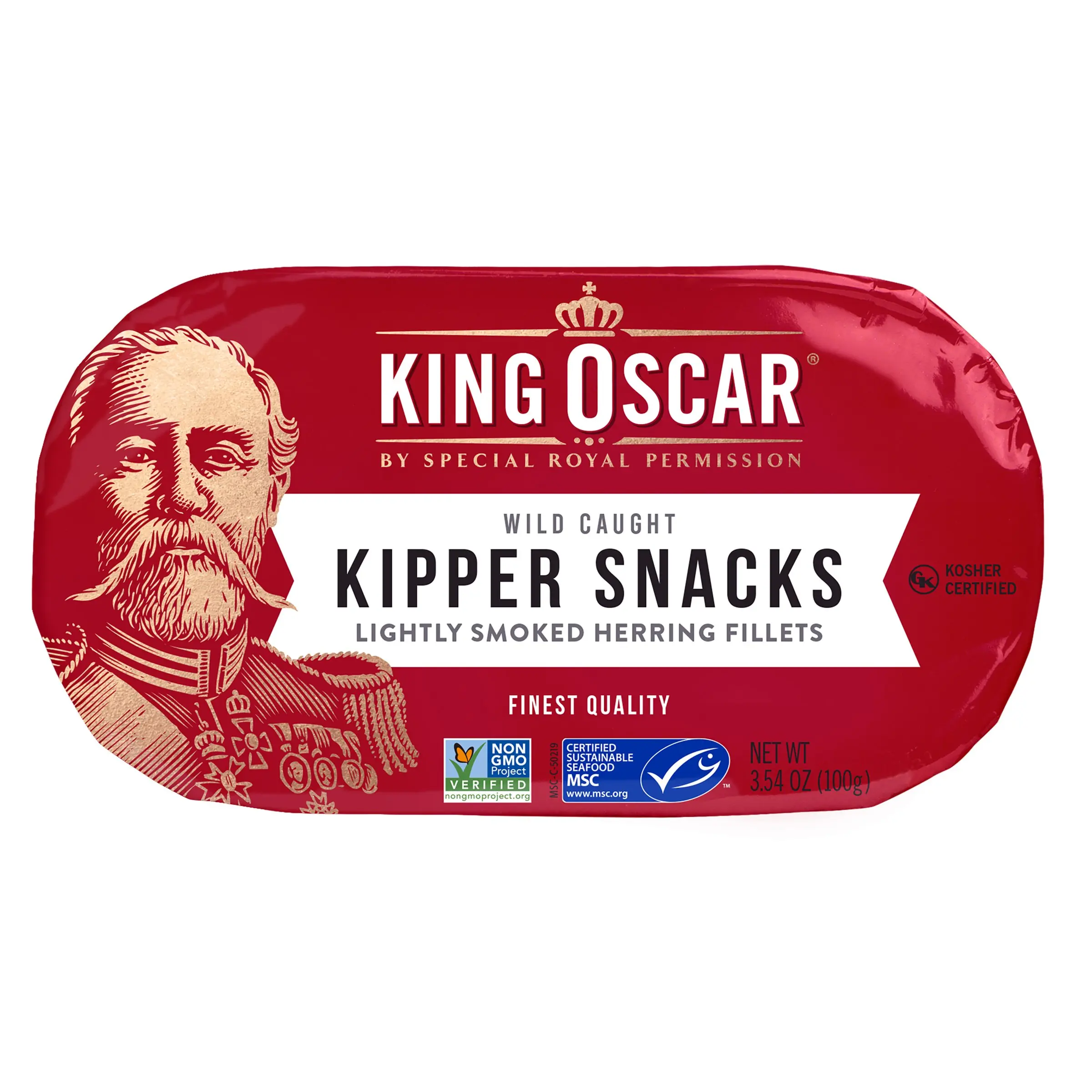 King Oscar Kipper Snacks, Lightly Smoked Herring Fillets, 3.54 oz (100 g)