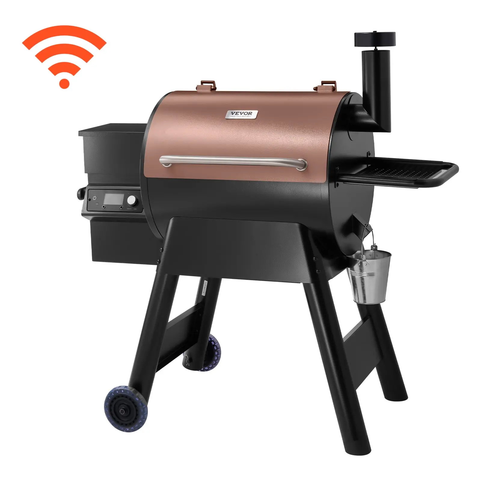 VEVOR Wood Pellet Grill Smoker, 8-in-1 WiFi Barbecue Outdoor Grill with 575 sq in Cook Area, Temperature Control, LCD Screen, Meat Probe, Electric Operation, Max Temp 500°F