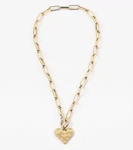 Hammered Heart Toggle Necklace