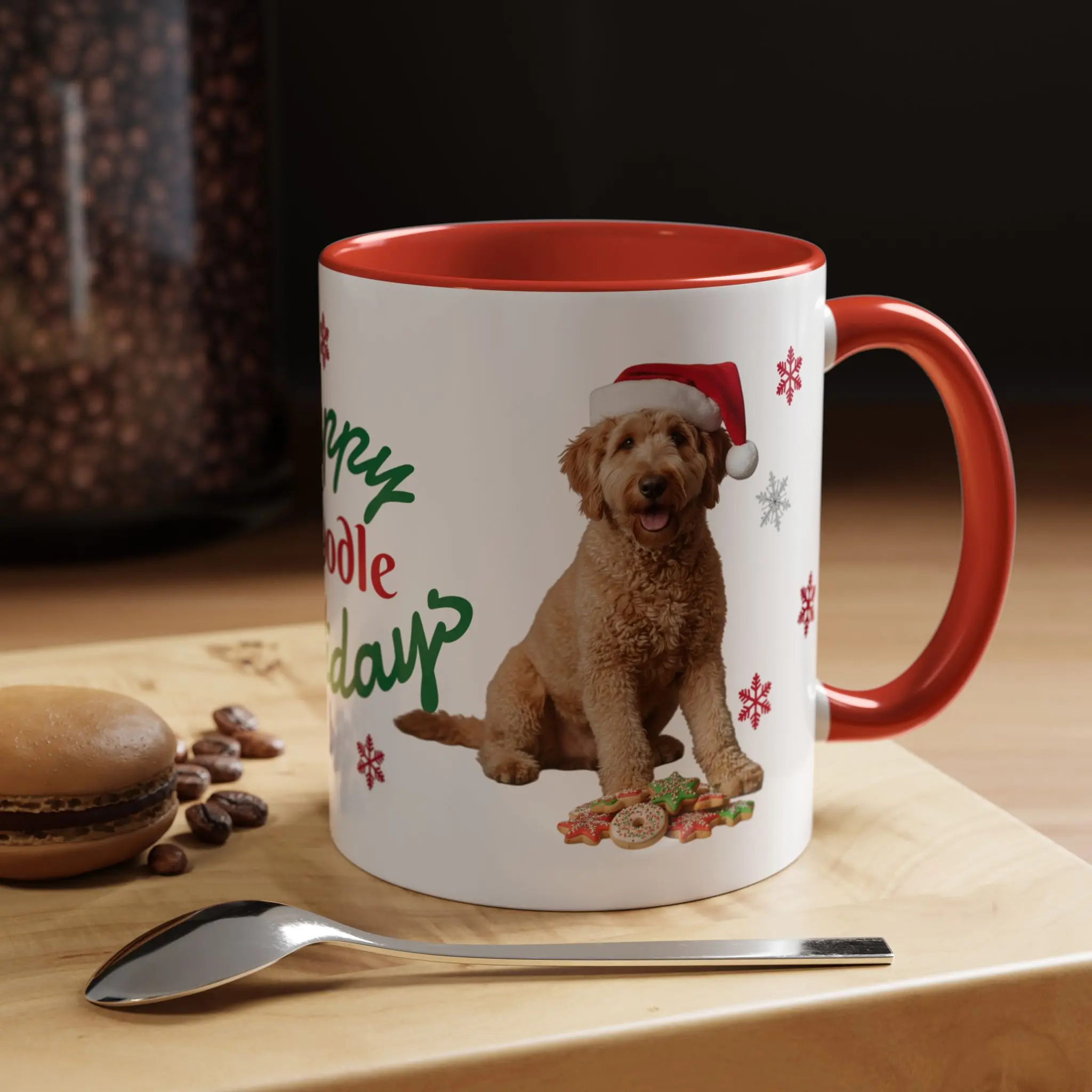 LabraDoodle/Golden Doodle Holiday Coffee Mug, Customize with Golden Doodles, Bernedoodles, Labradoodles, Aussie Doodles, and More, Gift for Doodle Lovers