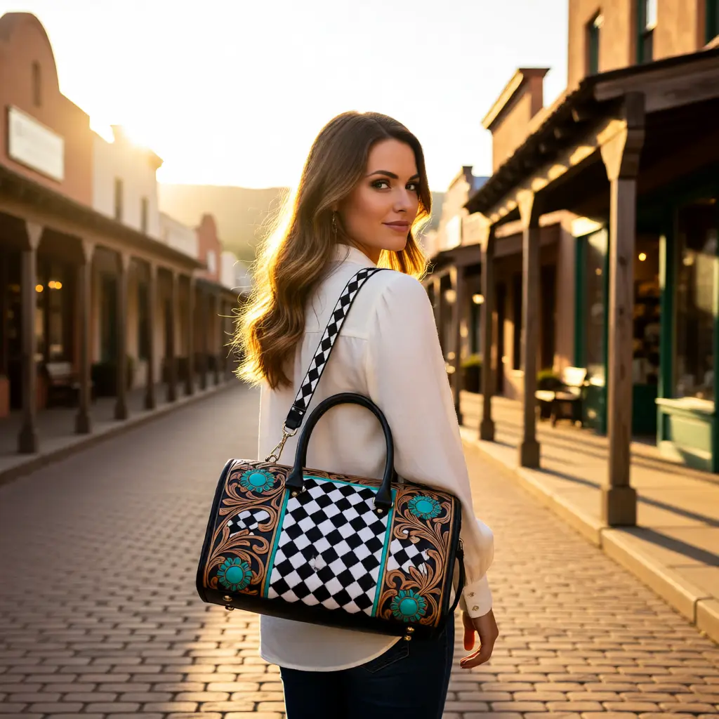 Diamond Creek Tooled Leather Speedy Bag