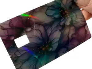 Iridescent Flowers Holographic Credit-Debit Card Sticker Cover, Custom Decal, DIY Sticker for Scrapbooking & Stamping Projects