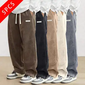 5-Pack Men’s Vintage Corduroy Casual Pants, Loose Straight Cut, New for Spring/Autumn