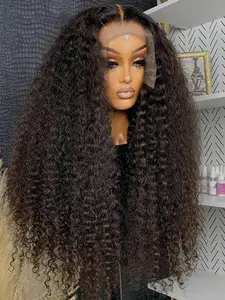 Long Kinky Curly Hair Wigs for Women, Gorgeous Fluffy Wigs without Bangs, Synthetic Lace Front Glueless Hd Wigs for Party, Daily Use