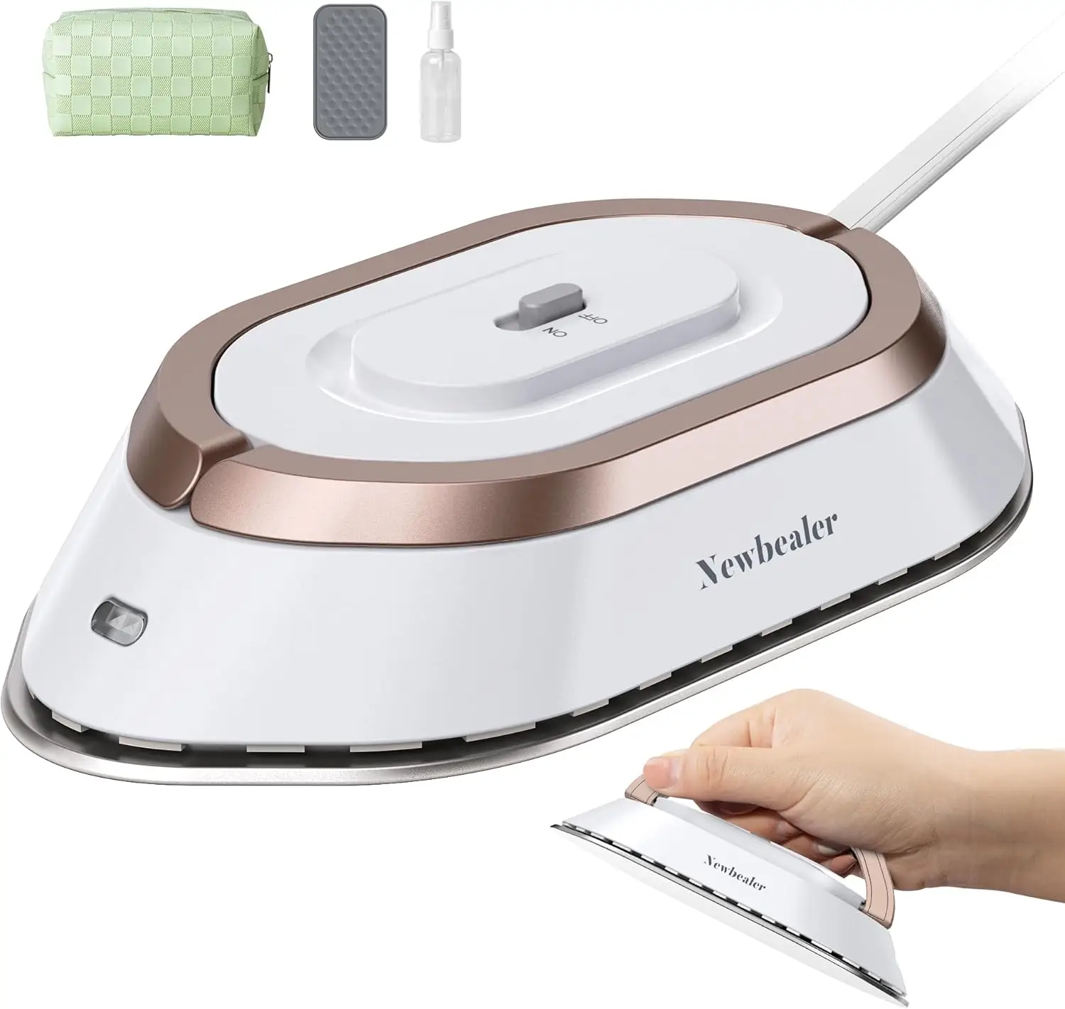 Newbealer Travel Iron with Dual Voltage 100-240V, 300W Power, 60s Heat Up, 302℉ Non-Stick Ceramic Soleplate, 0.8lbs Ultra-Lightweight, Mother‘s Day Gi