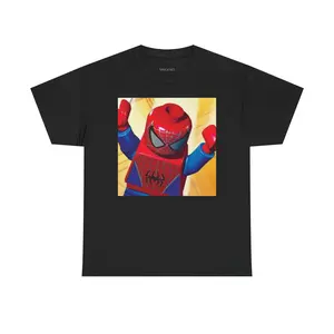 Brick Superhero Minifigure Spider Emblem Tee | Graphic T-Shirt