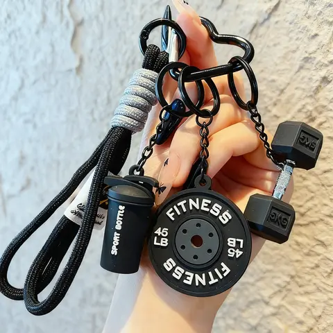 Creative DIY Sports Barbell Keychain, Couple Bag Pendant, Fashion Accessory, Fall Winter 2026, Christmas Thanksgiving Gift