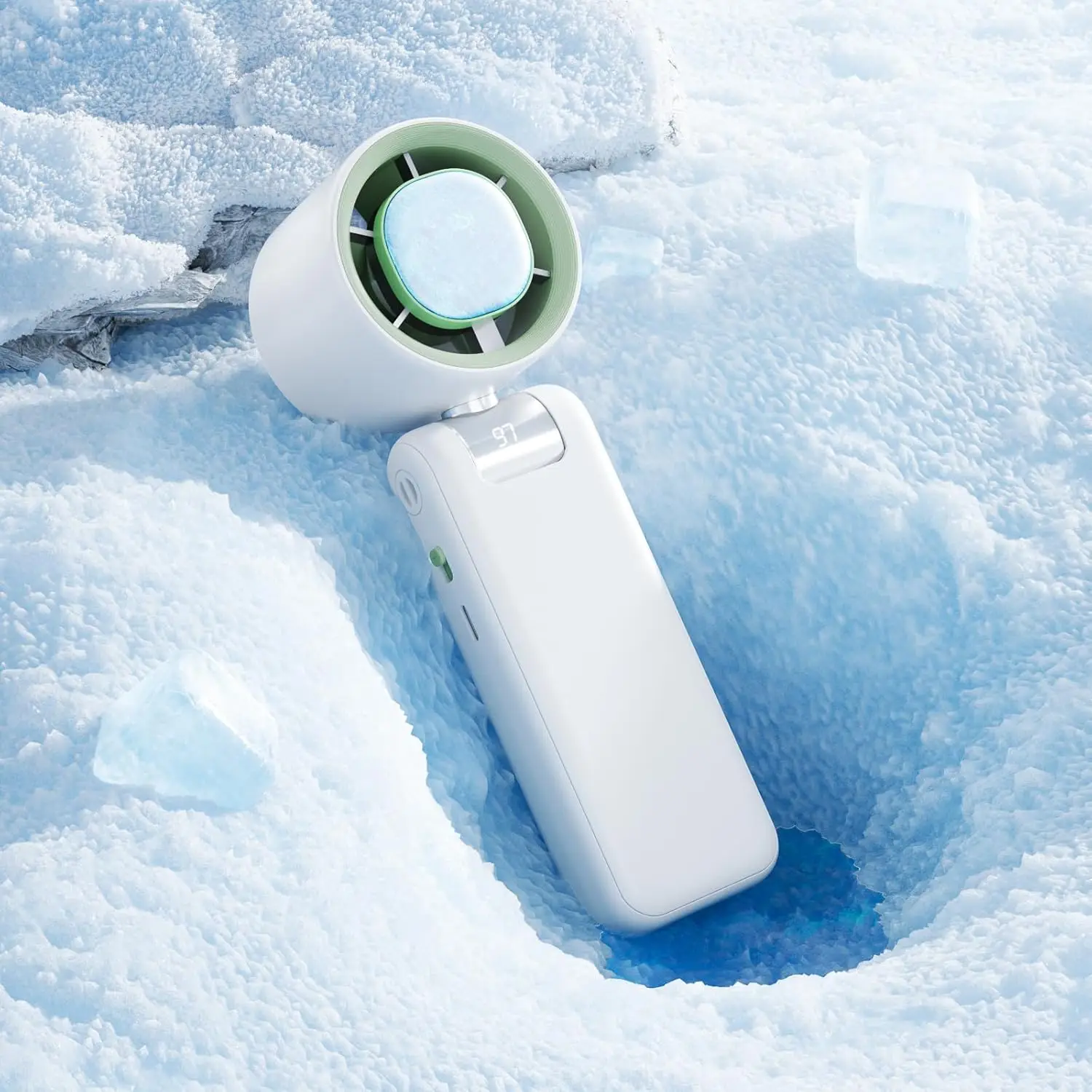 Portable Handheld Fan Turbo for Travel, Mini Personal Rechargeable Fans, Ice Cooling Plate for Instant Relief,Led Display, 1-100 Speed,Up to 20h Use,F