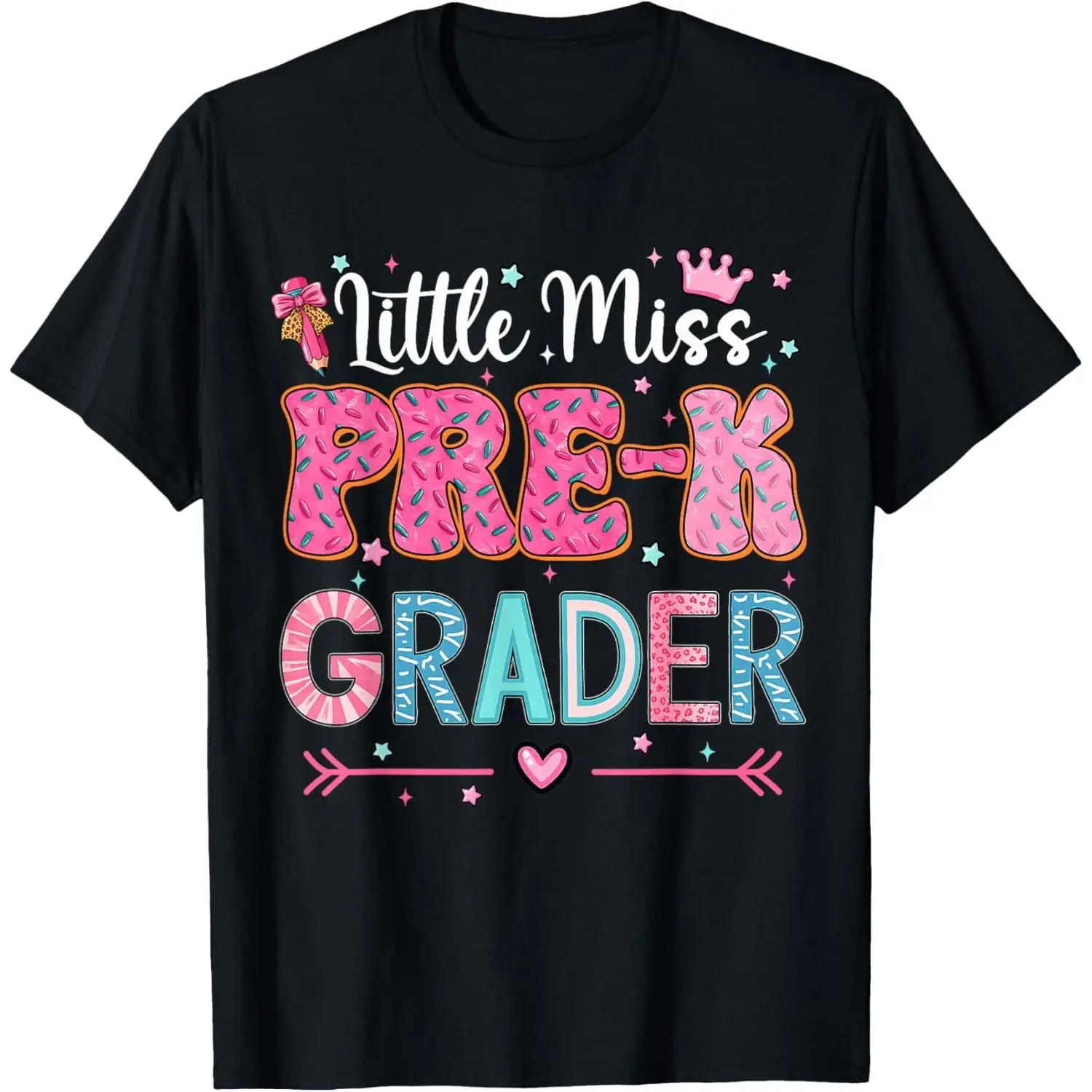 100% Cotton Miss Prek Pre K Grader Donut First Day of School 1st Girl T-Shirt