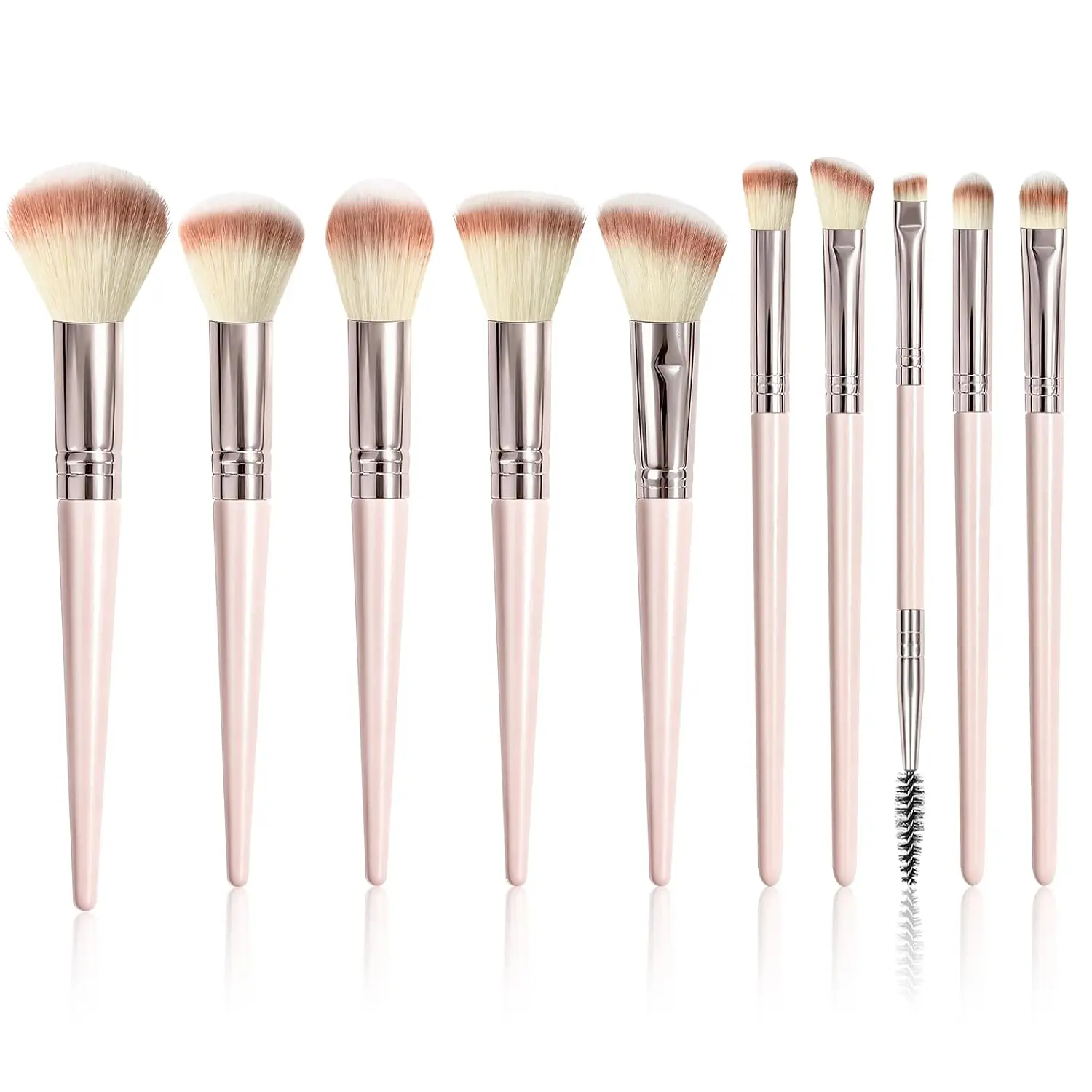 10 PCS Pink Makeup Brush Set, Premium Synthetic Travel Makeup Brushes | Soft Hairs, Beginner-friendly, Suitable for concealer, blush, contouring, Eye shadow and eyeliner, Vegan, no animal harm