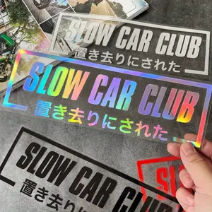 1PC Light Trendy Casual Trendy Play Sticker | For Car Rearview Mirrors, Car Culture Stationery, Multi-Color "Slow Car Club" Logo Decor, Load Items with Car Trendy Play Atmosphere Easily, Trendy Play Attitude Feeling of Text in Daily Details