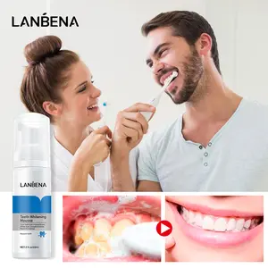 LANBENA Teeth Whitening Mousse Toothpaste Dental Oral Hygiene Remove Stains Plaque Teeth Cleansing, Ultra-fine Mousse Whitening Toothpaste Foam Oral Care Fresh Breath 60ml