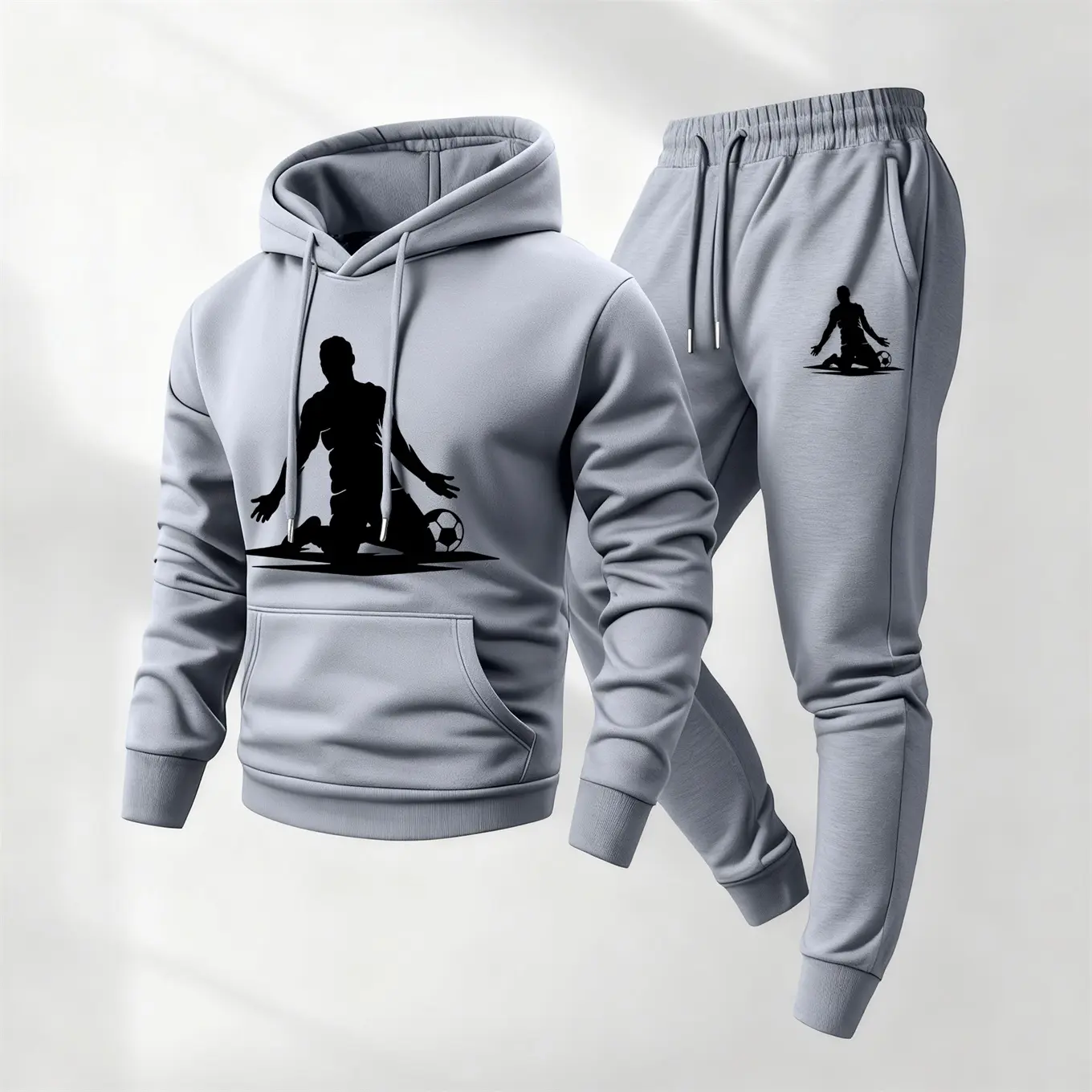 Men's 2-Piece Graphic Print Tracksuit Sweat Set - Long Sleeve Drawstring Hoodie & Pants, Loose-Fitting Workout Sportswear, Male Mensfashion Casual Ootd Sportswear
