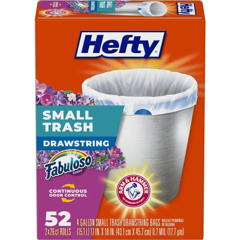 Small Trash Bags, Fabuloso Scent, 4 Gallon, 52 Count