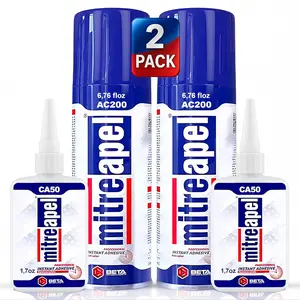 MITREAPEL Super CA Glue with Activator 1.7 oz & 6.7 fl oz - AC200 MITREAPEL Super CA Glue with Activator 1.7 oz & 6.7 fl oz - AC200