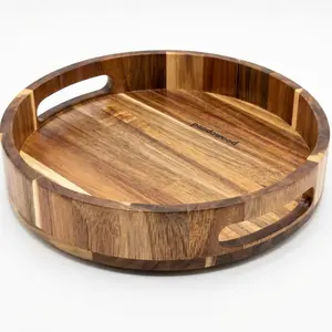 Wooden Lazy Susan for Table Top 12 Inch - Acacia  Lazy Susan Turntable Organizer for Kitchen Countertop Dining Table Cabinet - Rotating Tray Centerpiece for Spices Condiments - Large Lazy Susans