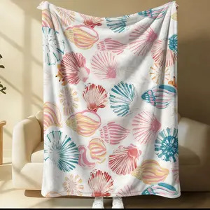 Shell Print Pattern Blanket, Decoration For Gaming And Esports Enthusiasts, Suitable For All Seasons, Suitable For Bed, Sofa, Car, Room Decoration And Gifts, Suitable As a Gift, a Single-Sided Printed Blanket