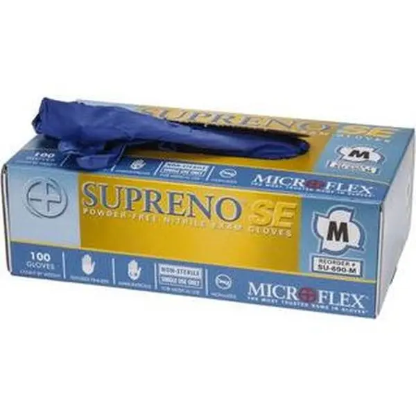 MICROFLEX SU-690-M Cleaning Nitrile Disposable Gloves, Size M, 4 mil, Medical Grade, Powder Free, 9.6" Long, Blue, Textured Beaded Rolled Cuffs, FDA Approved, Ambidextrous