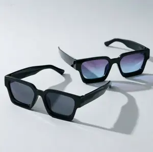2pcs Black Frame Square Sunglasses Retro Eyewear Gradient Solid Tinted Sun Glasses for Men Women