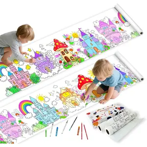2PCS Children's Drawing Roll Coloring Paper Roll for Kids Gift 116*11.6 Inches DIY Painting Color Wonder Paper Early Educational Toys for Kids Ages 3-8 (Castle)