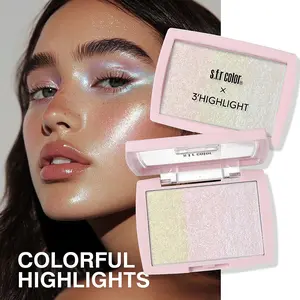 Multifunctional Three-Color Highlighter for Cheeks, Waterdrop Finish Korean Makeup, Brightening Face Illuminator, Beauty Essential