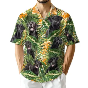 Black Labrador Hawaiian Shirt Tropical Palm Leaves Dog Aloha Shirt Pet Lover Gift Unisex Summer Button Up