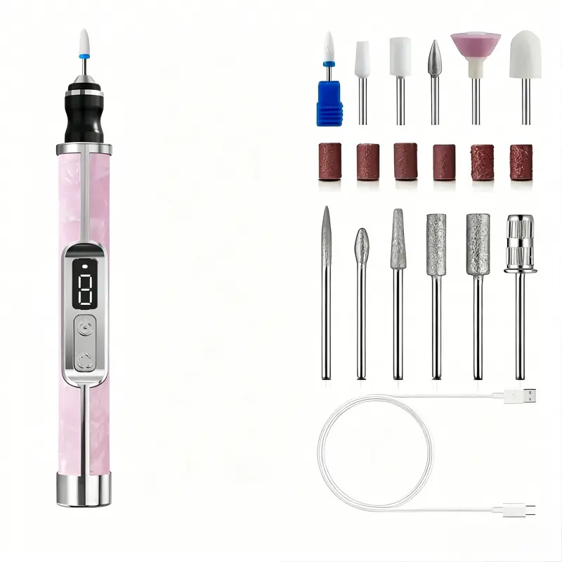 Portable LCD Digital Nail Polishing Kit, 3 Speed Settings, USB Charging, Suitable for Polishing and Shaping Gel Nails, Ideal for Home and Nail Salon Use, Perfect Gift