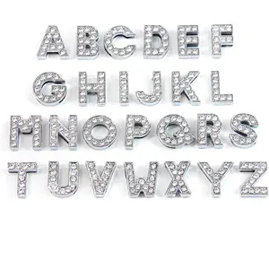 ,  Rhinestone Slide Charms Alloy Alphabet A-Z Letters for DIY Wristbands Bracelets  Making (, 26 Pack, 10mm, Full Rhinestone)