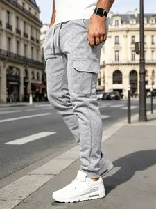 Men's Fashion Casual Patch Pocket Pants, Comfortable Knit Jogger Sweatpants, Perfect for Daily Running, Spring & Fall 2026 New Arrival